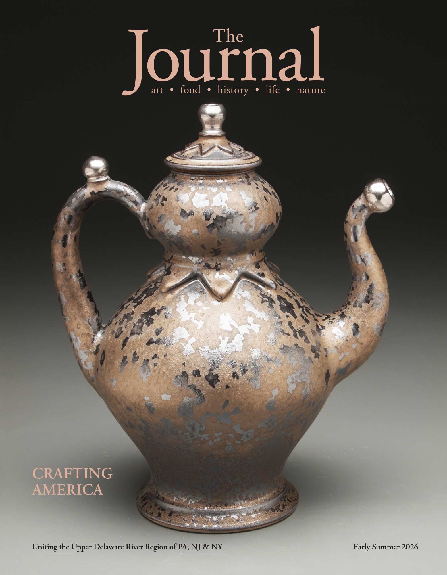 Reduction-fire stoneware, platinum luster teapot by Seth Green
